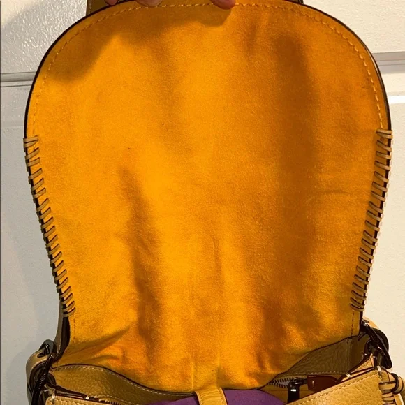 Coach 1941 Whipstitch Saddlebag Fringe Braided Pebbled Leather